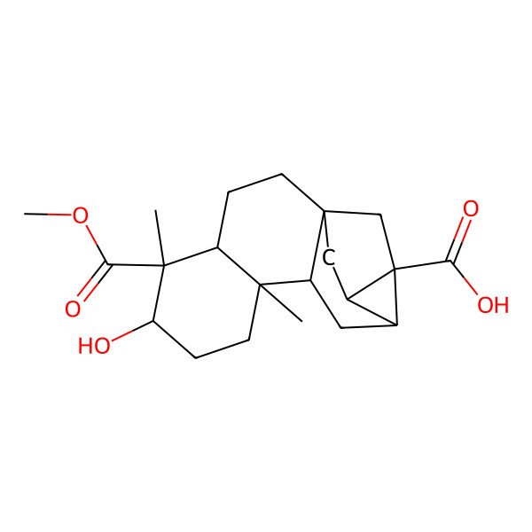 2D Structure of (1S,4S,5S,6R,9S,10R,12R,13S,14S)-6-hydroxy-5-methoxycarbonyl-5,9-dimethylpentacyclo[11.2.1.01,10.04,9.012,14]hexadecane-13-carboxylic acid