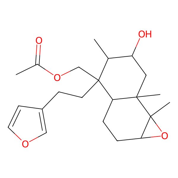 2D Structure of [(1aR,3aR,4S,5S,6R,7aR,7bS)-4-[2-(furan-3-yl)ethyl]-6-hydroxy-5,7a,7b-trimethyl-2,3,3a,5,6,7-hexahydro-1aH-naphtho[1,2-b]oxiren-4-yl]methyl acetate