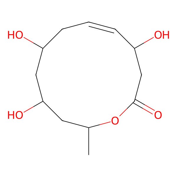 2D Structure of 4,8,10-Trihydroxy-12-methyl-1-oxacyclododec-5-en-2-one