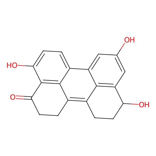 2D Structure of 4,8,10-trihydroxy-2,10,11,12-tetrahydro-1H-perylen-3-one