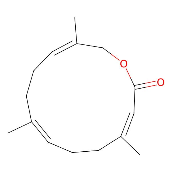 2D Structure of 4,8,12-Trimethyl-1-oxacyclotrideca-3,7,11-trien-2-one