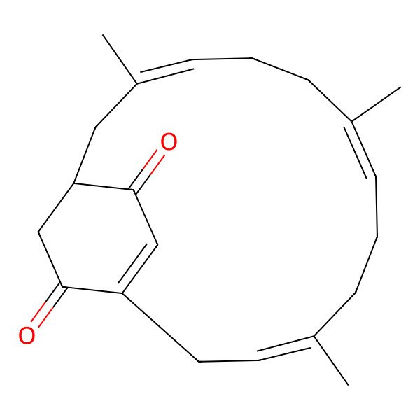 2D Structure of 4,8,12-Trimethylbicyclo[12.2.2]octadeca-1(16),3,7,11-tetraene-15,17-dione