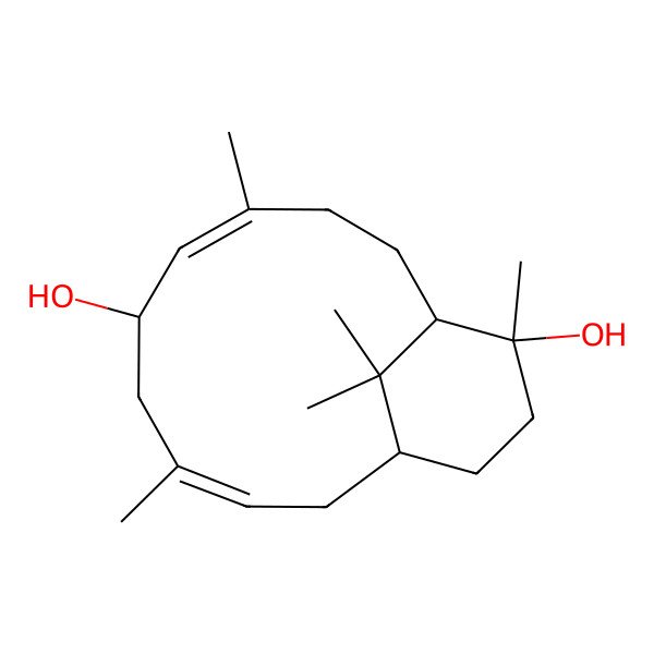 2D Structure of 4,8,12,15,15-Pentamethylbicyclo[9.3.1]pentadeca-3,7-diene-6,12-diol