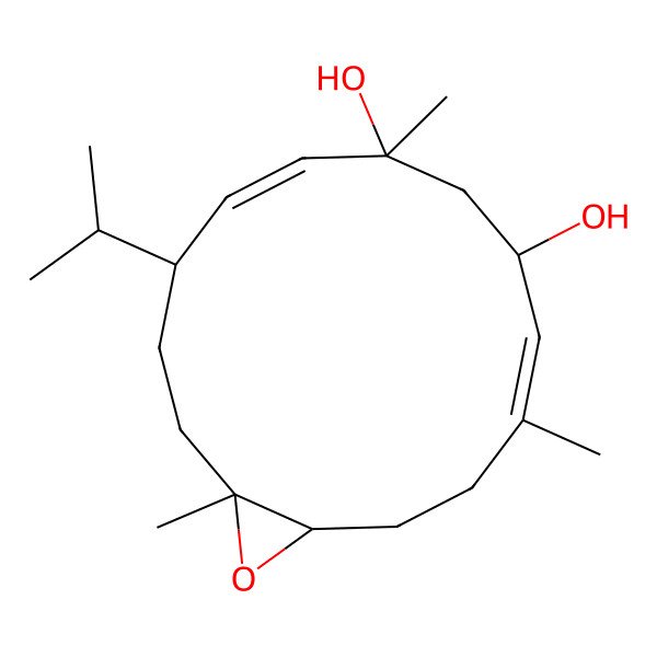 2D Structure of 4,8,14-Trimethyl-11-propan-2-yl-15-oxabicyclo[12.1.0]pentadeca-4,9-diene-6,8-diol