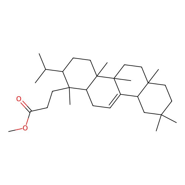 2D Structure of methyl 3-(1,4a,4b,6a,9,9-hexamethyl-2-propan-2-yl-3,4,5,6,7,8,10,10a,12,12a-decahydro-2H-chrysen-1-yl)propanoate