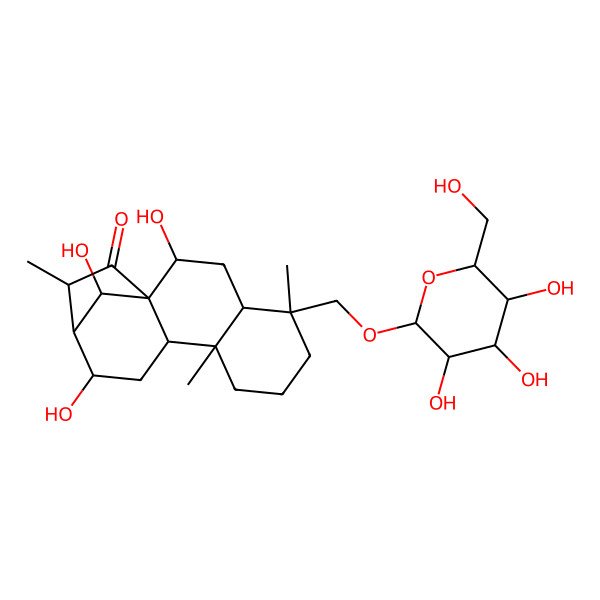 2D Structure of 2,12,16-Trihydroxy-5,9,14-trimethyl-5-[[3,4,5-trihydroxy-6-(hydroxymethyl)oxan-2-yl]oxymethyl]tetracyclo[11.2.1.01,10.04,9]hexadecan-15-one
