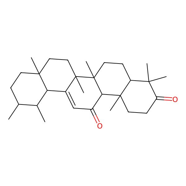 2D Structure of (4aR,6aR,6bS,8aR,11R,12S,12aR,14aR,14bS)-4,4,6a,6b,8a,11,12,14b-octamethyl-2,4a,5,6,7,8,9,10,11,12,12a,14a-dodecahydro-1H-picene-3,14-dione