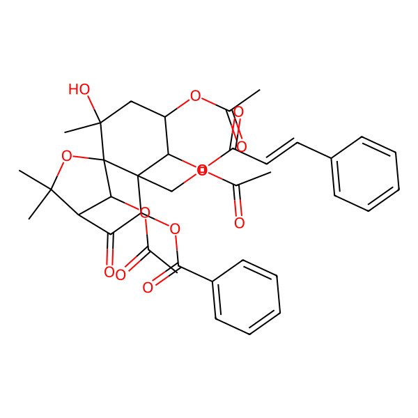 2D Structure of [(1S,2S,4S,5R,6S,7S,9R,12R)-4,12-diacetyloxy-6-(acetyloxymethyl)-2-hydroxy-2,10,10-trimethyl-8-oxo-5-[(E)-3-phenylprop-2-enoyl]oxy-11-oxatricyclo[7.2.1.01,6]dodecan-7-yl] benzoate