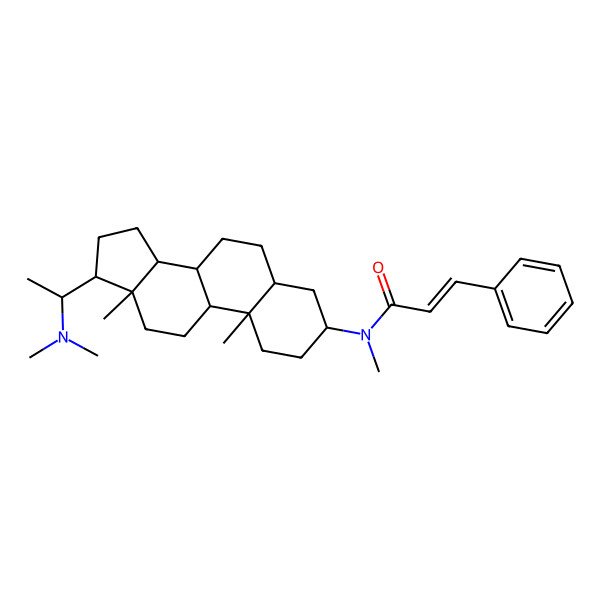 2D Structure of N-[17-[1-(dimethylamino)ethyl]-10,13-dimethyl-2,3,4,5,6,7,8,9,11,12,14,15,16,17-tetradecahydro-1H-cyclopenta[a]phenanthren-3-yl]-N-methyl-3-phenylprop-2-enamide