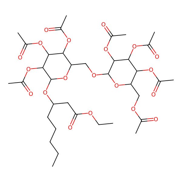 2D Structure of Ethyl 3-[3,4,5-triacetyloxy-6-[[3,4,5-triacetyloxy-6-(acetyloxymethyl)oxan-2-yl]oxymethyl]oxan-2-yl]oxyoctanoate