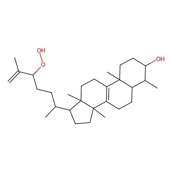 2D Structure of 17-(5-Hydroperoxy-6-methylhept-6-en-2-yl)-4,10,13,14-tetramethyl-1,2,3,4,5,6,7,11,12,15,16,17-dodecahydrocyclopenta[a]phenanthren-3-ol