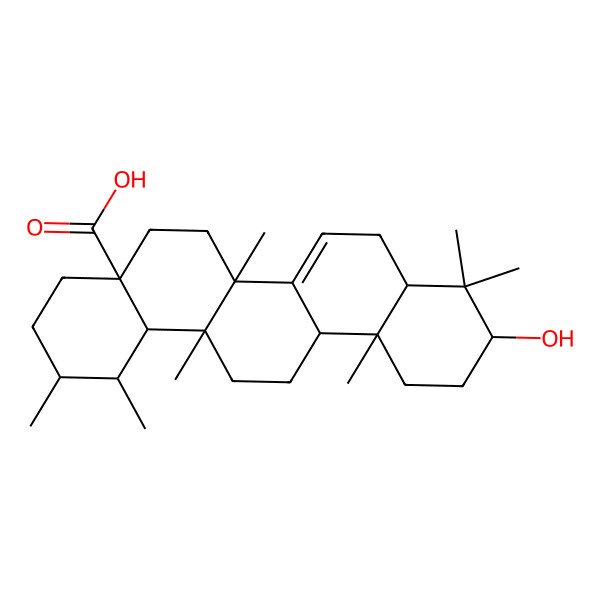 2D Structure of (1S,2R,4aS,6aR,6aS,8aR,10R,12aR,14aS,14bS)-10-hydroxy-1,2,6a,9,9,12a,14a-heptamethyl-2,3,4,5,6,6a,8,8a,10,11,12,13,14,14b-tetradecahydro-1H-picene-4a-carboxylic acid