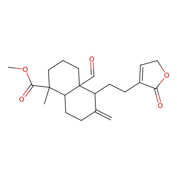 2D Structure of methyl (1S,4aS,5S,8aR)-4a-formyl-1-methyl-6-methylidene-5-[2-(5-oxo-2H-furan-4-yl)ethyl]-3,4,5,7,8,8a-hexahydro-2H-naphthalene-1-carboxylate