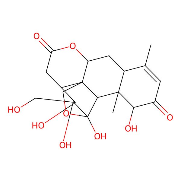 2D Structure of 4,5,6,17-Tetrahydroxy-6-(hydroxymethyl)-14,18-dimethyl-3,10-dioxapentacyclo[9.8.0.01,7.04,19.013,18]nonadec-14-ene-9,16-dione