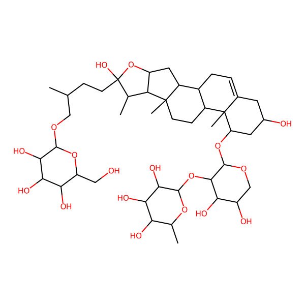 2D Structure of (2S,3R,4R,5R,6S)-2-[(2S,3R,4S,5R)-2-[[(1S,2S,4S,6R,7S,8R,9S,12S,13R,14R,16R)-6,16-dihydroxy-7,9,13-trimethyl-6-[(3R)-3-methyl-4-[(2R,3S,4R,5R,6S)-3,4,5-trihydroxy-6-(hydroxymethyl)oxan-2-yl]oxybutyl]-5-oxapentacyclo[10.8.0.02,9.04,8.013,18]icos-18-en-14-yl]oxy]-4,5-dihydroxyoxan-3-yl]oxy-6-methyloxane-3,4,5-triol