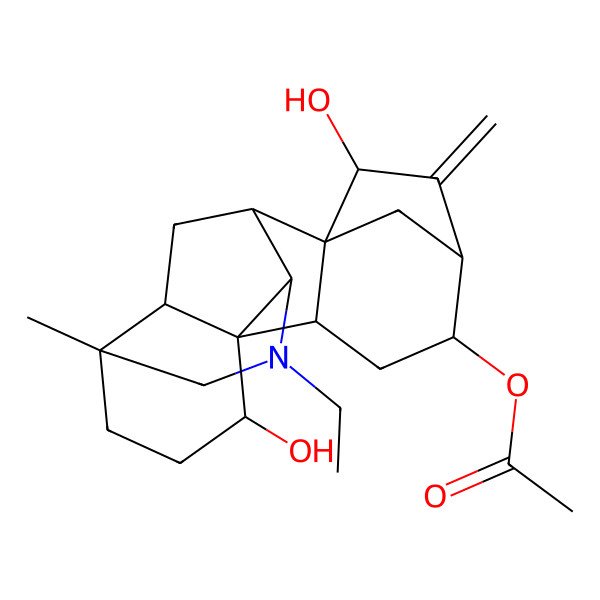 2D Structure of [(1R,2R,4S,5R,7R,8R,9R,10R,13R,16S,17R)-11-ethyl-7,16-dihydroxy-13-methyl-6-methylidene-11-azahexacyclo[7.7.2.15,8.01,10.02,8.013,17]nonadecan-4-yl] acetate