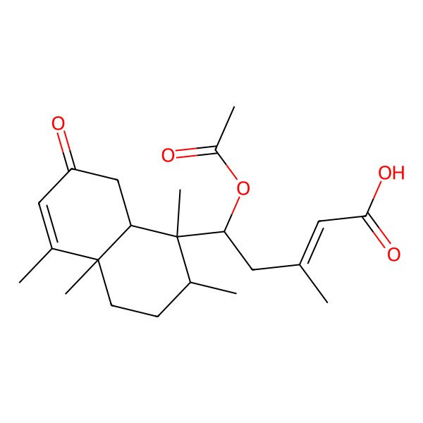 2D Structure of 5-acetyloxy-5-(1,2,4a,5-tetramethyl-7-oxo-3,4,8,8a-tetrahydro-2H-naphthalen-1-yl)-3-methylpent-2-enoic acid 2D Structure of 5-acetyloxy-5-(1,2,4a,5-tetramethyl-7-oxo-3,4,8,8a-tetrahydro-2H-naphthalen-1-yl)-3-methylpent-2-enoic acid