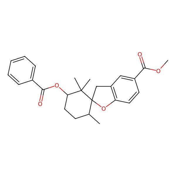 2D Structure of methyl (2R,3'R,6'S)-3'-benzoyloxy-2',2',6'-trimethylspiro[3H-1-benzofuran-2,1'-cyclohexane]-5-carboxylate