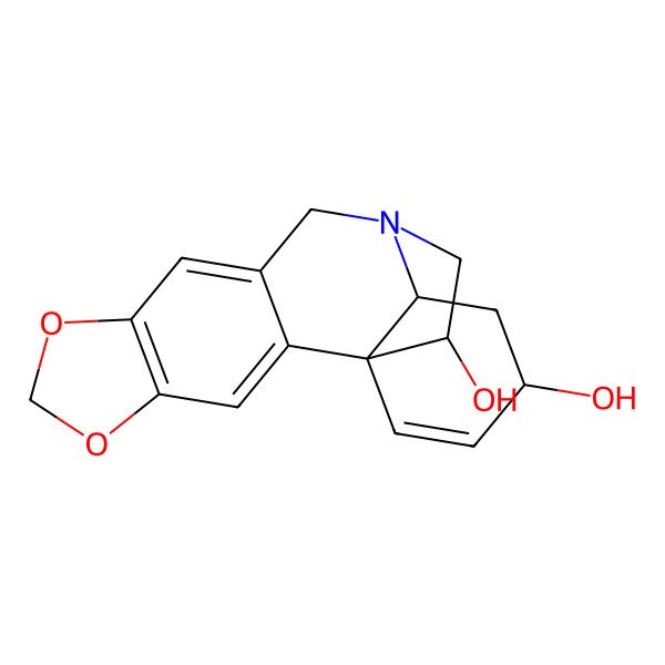 2D Structure of (1S,13R,15S,18S)-5,7-dioxa-12-azapentacyclo[10.5.2.01,13.02,10.04,8]nonadeca-2,4(8),9,16-tetraene-15,18-diol
