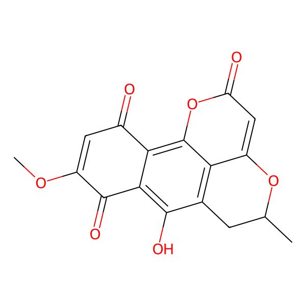 2D Structure of (11S)-8-hydroxy-5-methoxy-11-methyl-12,16-dioxatetracyclo[7.7.1.02,7.013,17]heptadeca-1,4,7,9(17),13-pentaene-3,6,15-trione