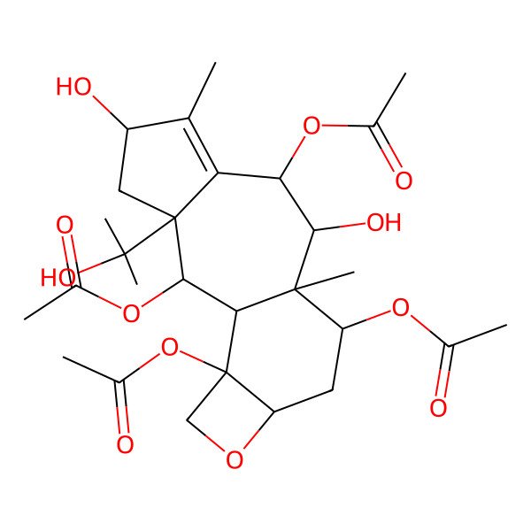 2D Structure of [2,8,16-Triacetyloxy-5,9-dihydroxy-3-(2-hydroxypropan-2-yl)-6,10-dimethyl-14-oxatetracyclo[8.6.0.03,7.013,16]hexadec-6-en-11-yl] acetate