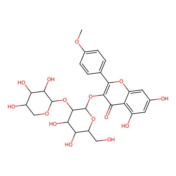 2D Structure of 3-[4,5-Dihydroxy-6-(hydroxymethyl)-3-(3,4,5-trihydroxyoxan-2-yl)oxyoxan-2-yl]oxy-5,7-dihydroxy-2-(4-methoxyphenyl)chromen-4-one