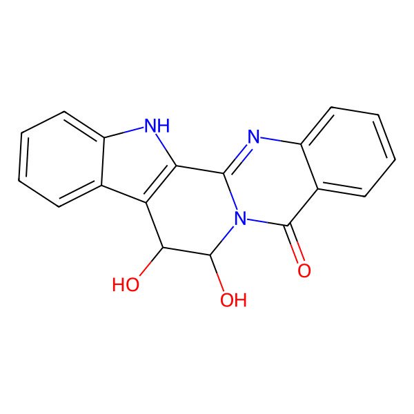 2D Structure of (11S,12R)-11,12-dihydroxy-3,13,21-triazapentacyclo[11.8.0.02,10.04,9.015,20]henicosa-1(21),2(10),4,6,8,15,17,19-octaen-14-one