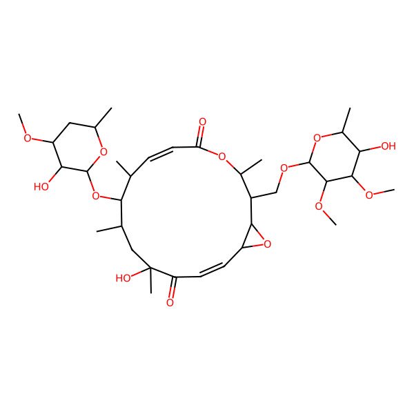 2D Structure of (1S,2E,5S,7S,8R,9S,10E,14R,15R,16S)-5-hydroxy-15-[[(2R,3R,4R,5R,6R)-5-hydroxy-3,4-dimethoxy-6-methyl-tetrahydropyran-2-yl]oxymethyl]-8-[(2S,3R,4S,6R)-3-hydroxy-4-methoxy-6-methyl-tetrahydropyran-2-yl]oxy-5,7,9,14-tetramethyl-13,17-dioxabicyclo[14.1.0]heptadeca-2,10-diene-4,12-dione