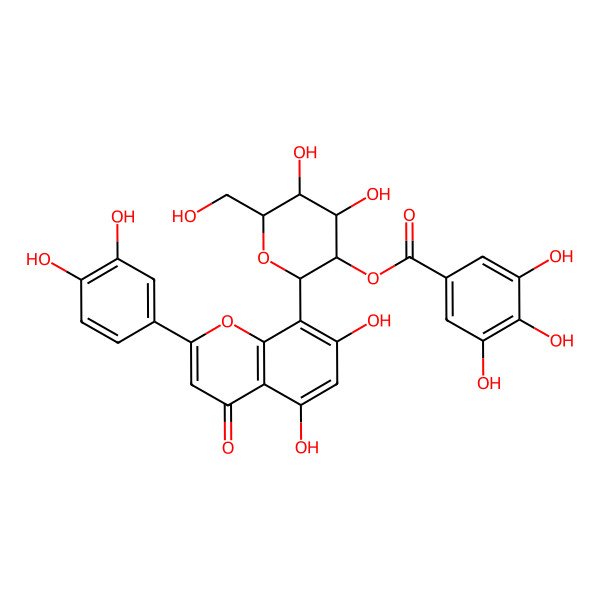 2D Structure of [2-[2-(3,4-Dihydroxyphenyl)-5,7-dihydroxy-4-oxochromen-8-yl]-4,5-dihydroxy-6-(hydroxymethyl)oxan-3-yl] 3,4,5-trihydroxybenzoate