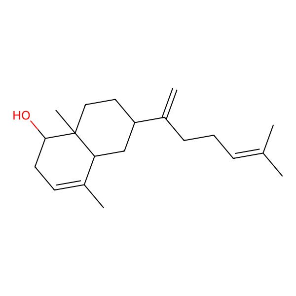 2D Structure of 4,8a-dimethyl-6-(6-methylhepta-1,5-dien-2-yl)-2,4a,5,6,7,8-hexahydro-1H-naphthalen-1-ol