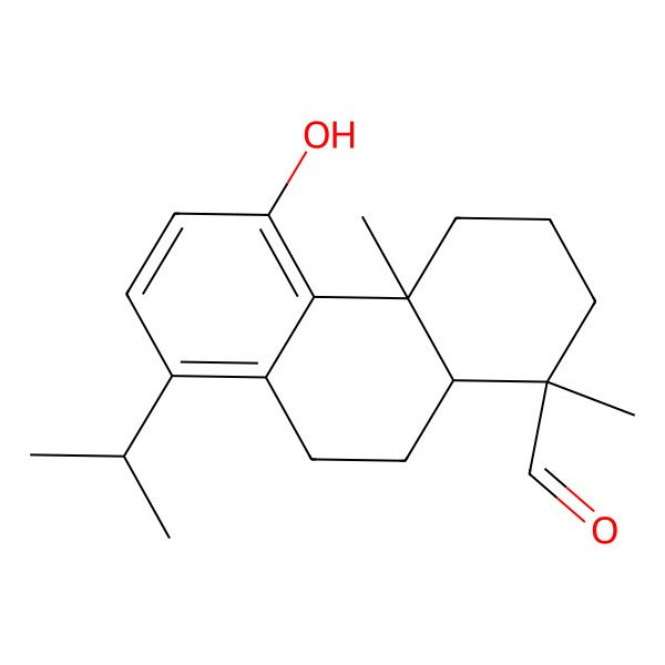 2D Structure of (1R,4aR,10aS)-5-hydroxy-1,4a-dimethyl-8-propan-2-yl-2,3,4,9,10,10a-hexahydrophenanthrene-1-carbaldehyde