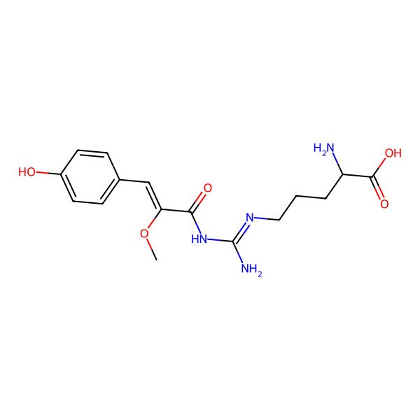 2D Structure of (2S)-2-amino-5-[[amino-[[(Z)-3-(4-hydroxyphenyl)-2-methoxyprop-2-enoyl]amino]methylidene]amino]pentanoic acid