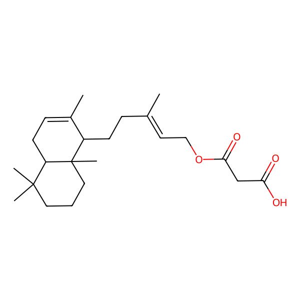 2D Structure of 3-[5-(2,5,5,8a-Tetramethyl-1,4,4a,6,7,8-hexahydronaphthalen-1-yl)-3-methylpent-2-enoxy]-3-oxopropanoic acid