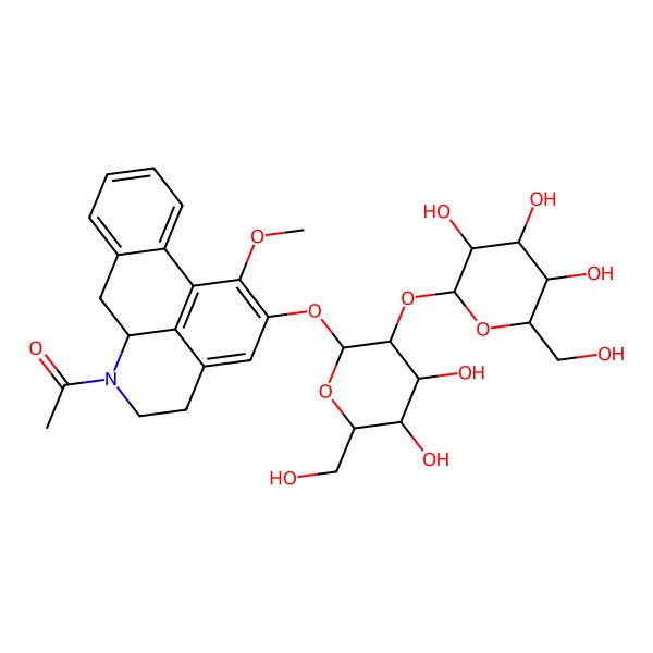 2D Structure of 1-[2-[4,5-dihydroxy-6-(hydroxymethyl)-3-[3,4,5-trihydroxy-6-(hydroxymethyl)oxan-2-yl]oxyoxan-2-yl]oxy-1-methoxy-5,6,6a,7-tetrahydro-4H-dibenzo[de,g]quinolin-6-yl]ethanone