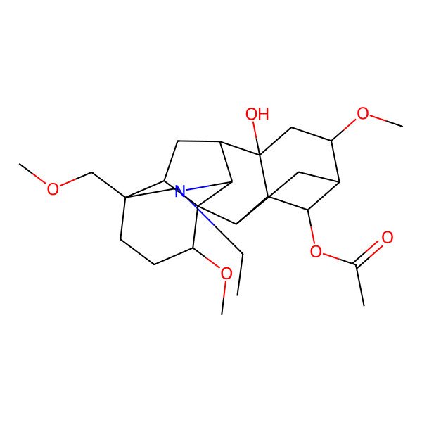 2D Structure of [(1S,2R,3R,4R,5R,6S,8S,9S,10R,13S,16R,17R)-11-ethyl-8-hydroxy-6,16-dimethoxy-13-(methoxymethyl)-11-azahexacyclo[7.7.2.12,5.01,10.03,8.013,17]nonadecan-4-yl] acetate