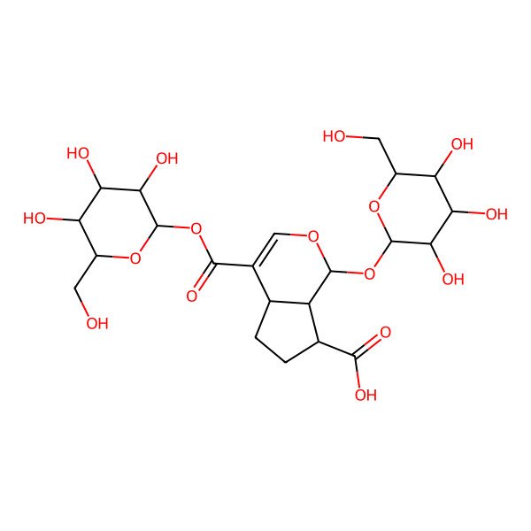 2D Structure of 1-[3,4,5-Trihydroxy-6-(hydroxymethyl)oxan-2-yl]oxy-4-[3,4,5-trihydroxy-6-(hydroxymethyl)oxan-2-yl]oxycarbonyl-1,4a,5,6,7,7a-hexahydrocyclopenta[c]pyran-7-carboxylic acid