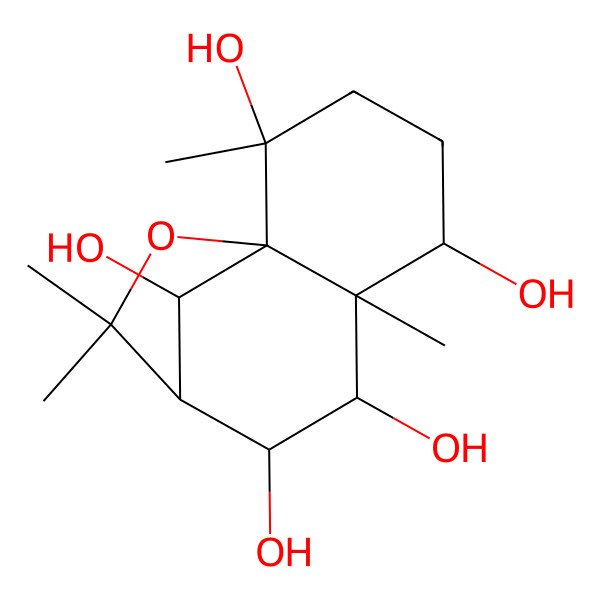 2D Structure of (1S,2S,5S,6S,7R,8S,9R,12R)-2,6,10,10-tetramethyl-11-oxatricyclo[7.2.1.01,6]dodecane-2,5,7,8,12-pentol