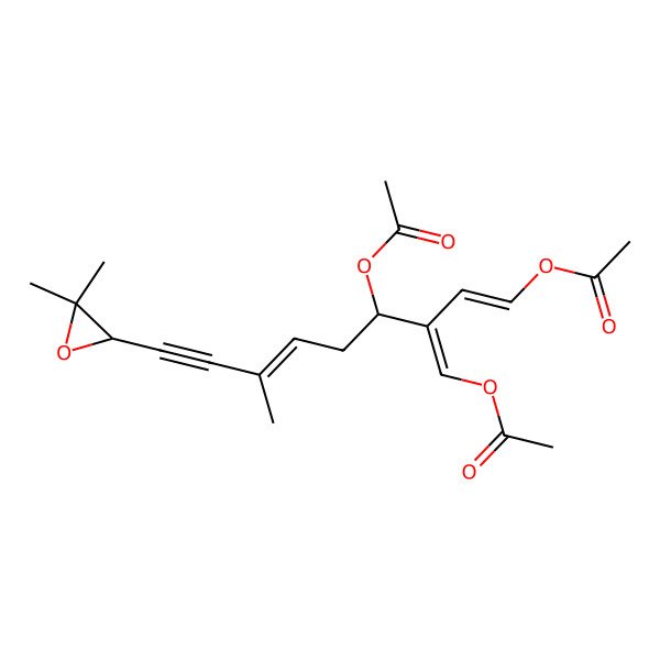 2D Structure of [(1E,3Z,4S,6E)-4-acetyloxy-3-(acetyloxymethylidene)-9-[(2R)-3,3-dimethyloxiran-2-yl]-7-methylnona-1,6-dien-8-ynyl] acetate