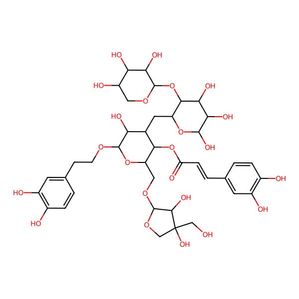 2D Structure of [(2R,3S,4R,5R,6R)-2-[[(2R,3R,4R)-3,4-dihydroxy-4-(hydroxymethyl)oxolan-2-yl]oxymethyl]-6-[2-(3,4-dihydroxyphenyl)ethoxy]-5-hydroxy-4-[[(2S,3S,4R,5R,6R)-4,5,6-trihydroxy-3-[(2S,3R,4S,5S)-3,4,5-trihydroxyoxan-2-yl]oxyoxan-2-yl]methyl]oxan-3-yl] (E)-3-(3,4-dihydroxyphenyl)prop-2-enoate