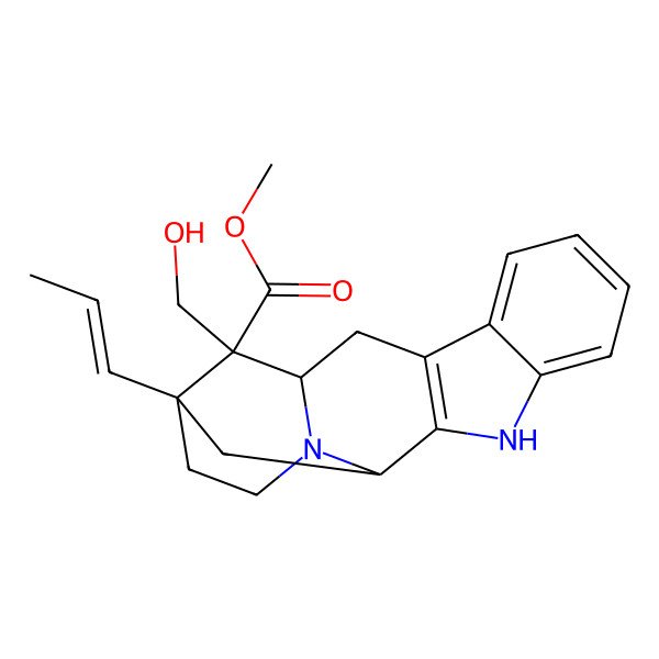 2D Structure of methyl (1R,12R,13R,14S)-13-(hydroxymethyl)-14-[(Z)-prop-1-enyl]-3,17-diazapentacyclo[12.3.1.02,10.04,9.012,17]octadeca-2(10),4,6,8-tetraene-13-carboxylate