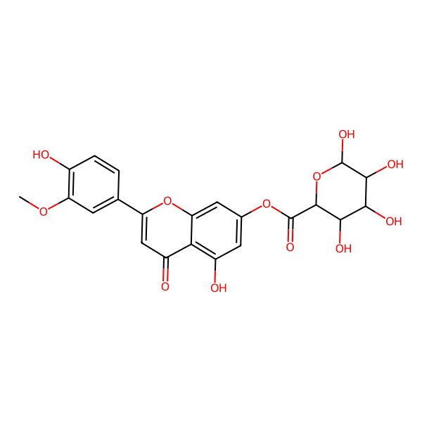 2D Structure of [5-hydroxy-2-(4-hydroxy-3-methoxyphenyl)-4-oxochromen-7-yl] (2S,3S,4S,5R,6R)-3,4,5,6-tetrahydroxyoxane-2-carboxylate