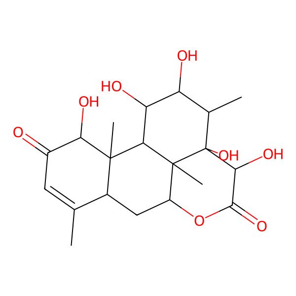 2D Structure of 3,12,13,15,16-Pentahydroxy-2,6,14,17-tetramethyl-10-oxatetracyclo[7.7.1.02,7.013,17]heptadec-5-ene-4,11-dione