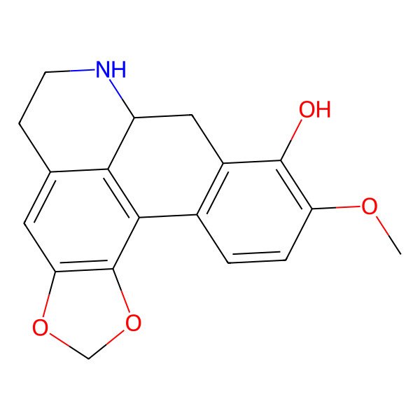2D Structure of (12R)-16-methoxy-3,5-dioxa-11-azapentacyclo[10.7.1.02,6.08,20.014,19]icosa-1(20),2(6),7,14(19),15,17-hexaen-15-ol