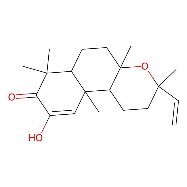 2D Structure of (3R,4aS,6aS,10aS,10bS)-3-ethenyl-9-hydroxy-3,4a,7,7,10a-pentamethyl-1,2,5,6,6a,10b-hexahydrobenzo[f]chromen-8-one