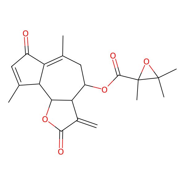 2D Structure of [(3aR,4R,9aS,9bR)-6,9-dimethyl-3-methylidene-2,7-dioxo-4,5,9a,9b-tetrahydro-3aH-azuleno[4,5-b]furan-4-yl] (2S)-2,3,3-trimethyloxirane-2-carboxylate