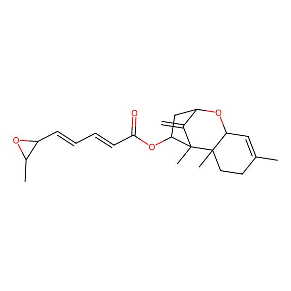 2D Structure of (1,2,5-Trimethyl-12-methylidene-8-oxatricyclo[7.2.1.02,7]dodec-5-en-11-yl) 5-(3-methyloxiran-2-yl)penta-2,4-dienoate