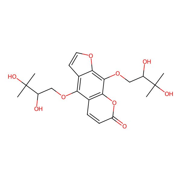 2D Structure of 4,9-Bis(2,3-dihydroxy-3-methylbutoxy)furo[3,2-g]chromen-7-one
