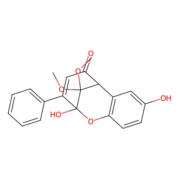 2D Structure of 4,9-Dihydroxy-13,13-dimethoxy-10-phenyl-8-oxatricyclo[7.3.1.02,7]trideca-2(7),3,5,10-tetraen-12-one