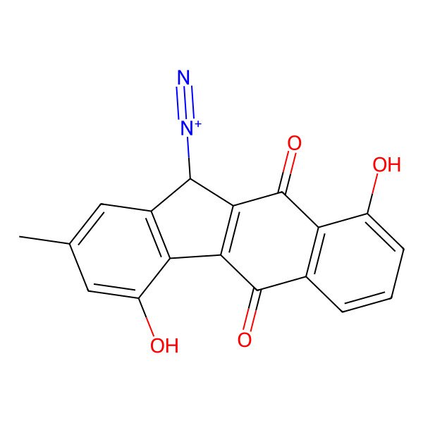 2D Structure of 4,9-dihydroxy-2-methyl-5,10-dioxo-11H-benzo[b]fluorene-11-diazonium