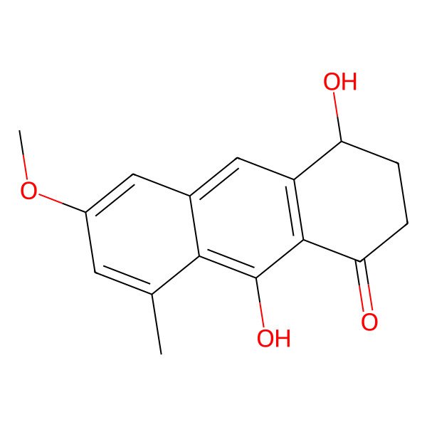 2D Structure of 4,9-dihydroxy-6-methoxy-8-methyl-3,4-dihydro-2H-anthracen-1-one